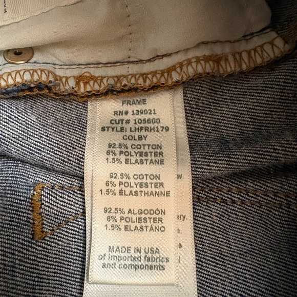 Frame Le High Flare High Rise Raw Released Fray Hem Med Blue Denim Jeans Size 28 - Picture 12 of 14